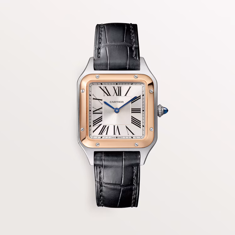 Picture of SANTOS-DUMONT - STEEL & ROSE GOLD QUARTZ SMALL